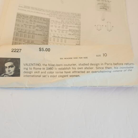 Vogue Designer Original Valentino Pattern 2227 Size 10 UNCUT Dress Pants Top - Picture 3 of 7